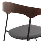 Chaise de salle à manger LeisureMod rembourrée en cuir avec dossier en hêtre et pieds en fer, lot de 4, série Lyra