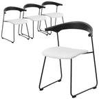 Chaise de salle à manger LeisureMod rembourrée en cuir avec dossier en hêtre et pieds en fer, lot de 4, série Lyra