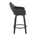  Mac 26 Fixed-Height Upholstered Counter Stool with Bent Wood Legs & Round Footrest (Set of 2)