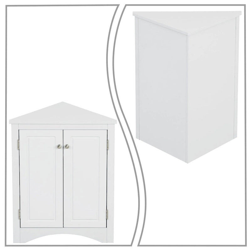 Meuble d'angle de rangement triangulaire moderne et élégant avec deux étagères internes réglables