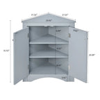 Meuble d'angle de rangement triangulaire moderne et élégant avec deux étagères internes réglables