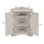 Meuble d'angle de rangement triangulaire moderne et élégant avec deux étagères internes réglables