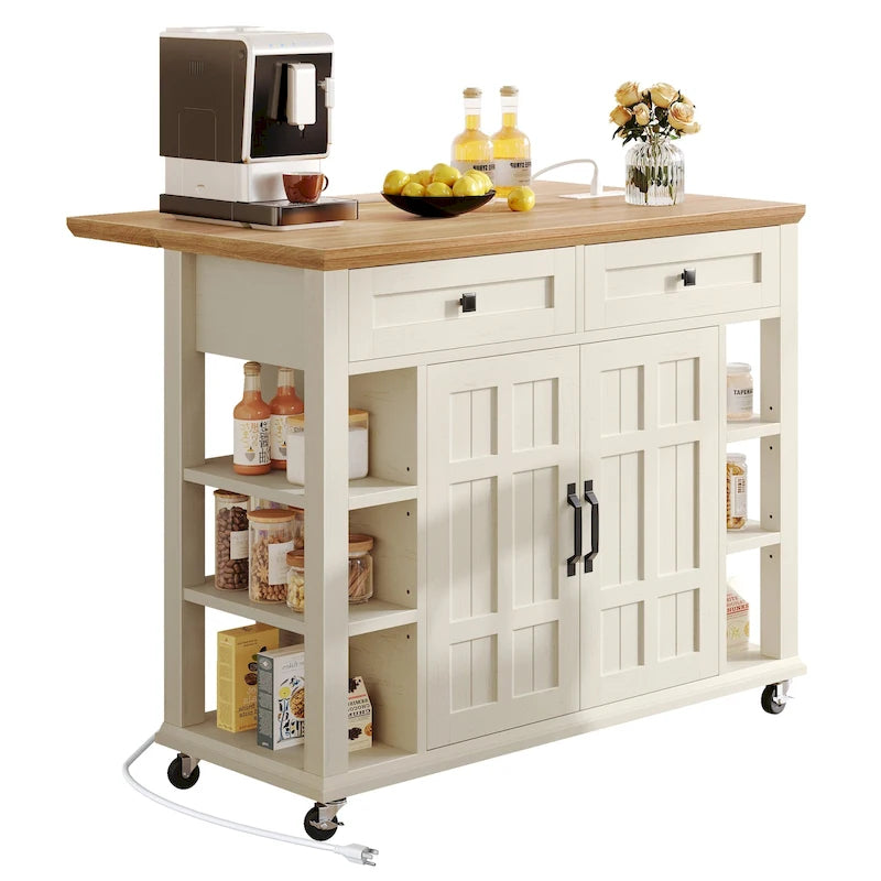 Îlot de cuisine roulant Moasis avec rangement et tiroirs