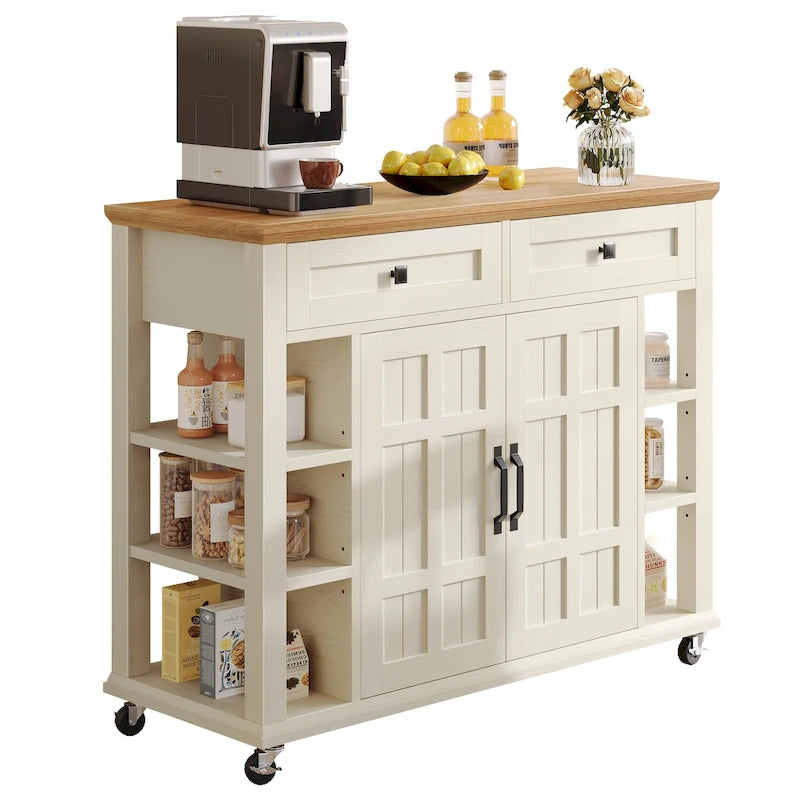 Îlot de cuisine roulant Moasis avec rangement et tiroirs