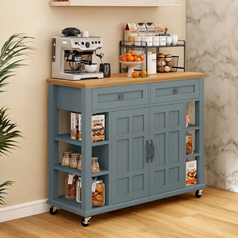 Îlot de cuisine roulant Moasis avec rangement et tiroirs