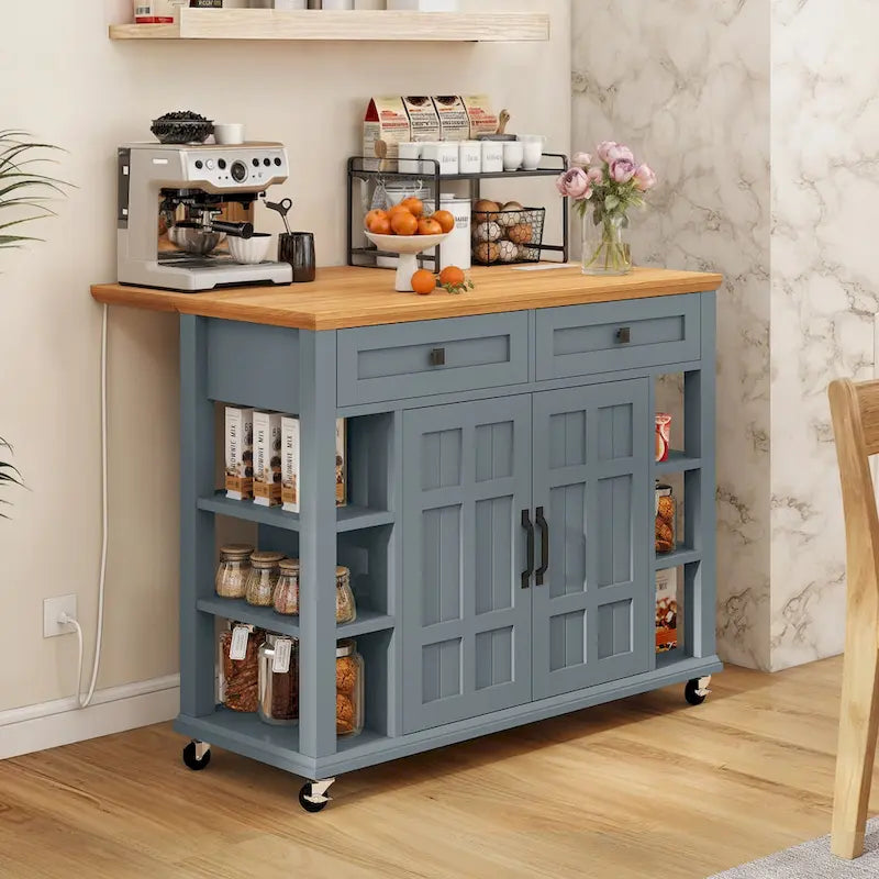 Îlot de cuisine roulant Moasis avec rangement et tiroirs