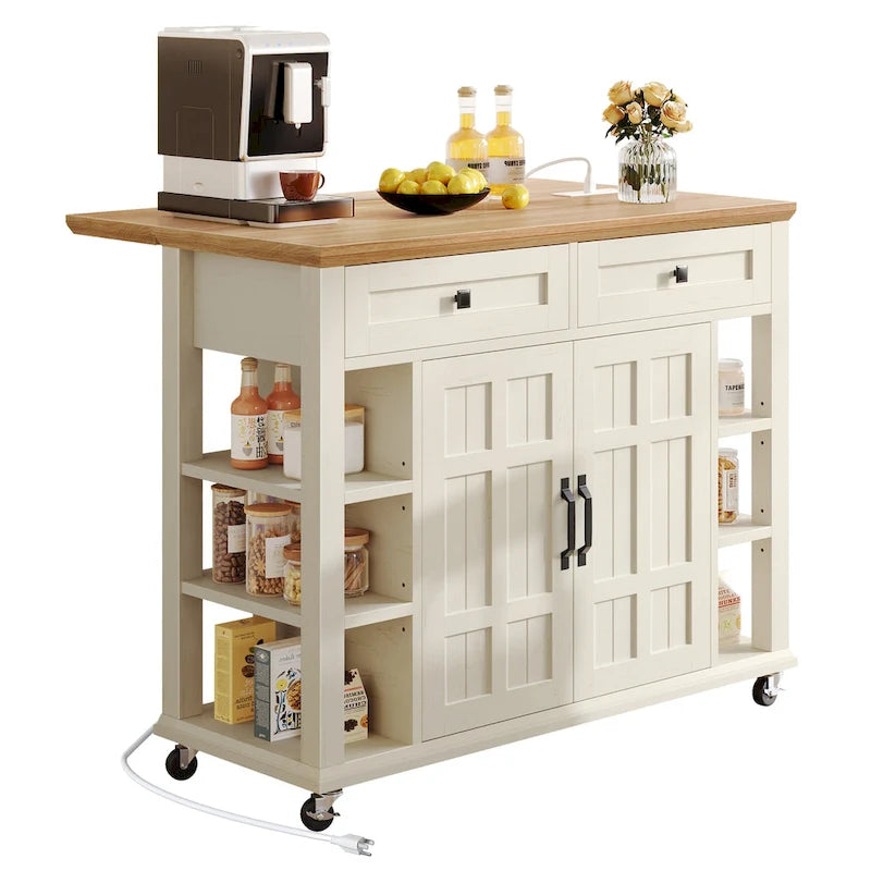 Îlot de cuisine roulant Moasis avec rangement et tiroirs