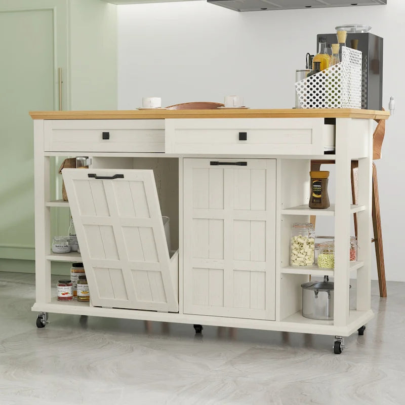 Îlot de cuisine roulant Moasis avec rangement et tiroirs