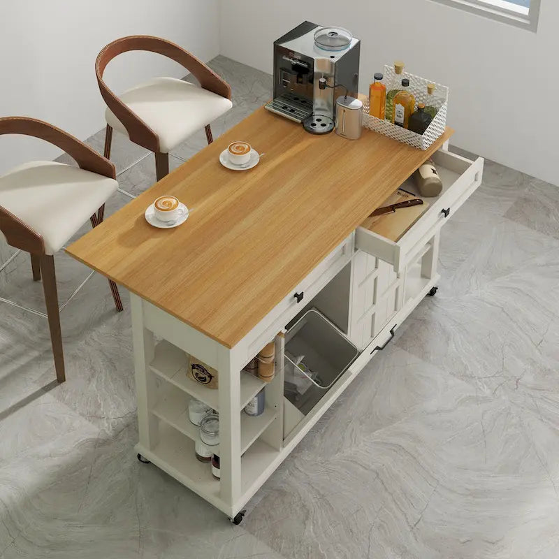Îlot de cuisine roulant Moasis avec rangement et tiroirs