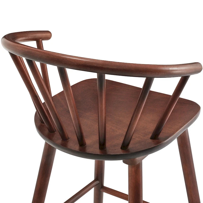 Lot de 3 tabourets de bar de 61 cm, hauteur comptoir, avec cadre en bois massif et dossier à barreaux pour îlot de cuisine