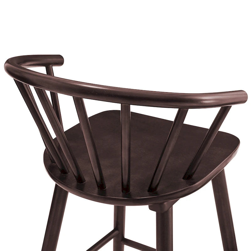 Lot de 3 tabourets de bar de 61 cm, hauteur comptoir, avec cadre en bois massif et dossier à barreaux pour îlot de cuisine
