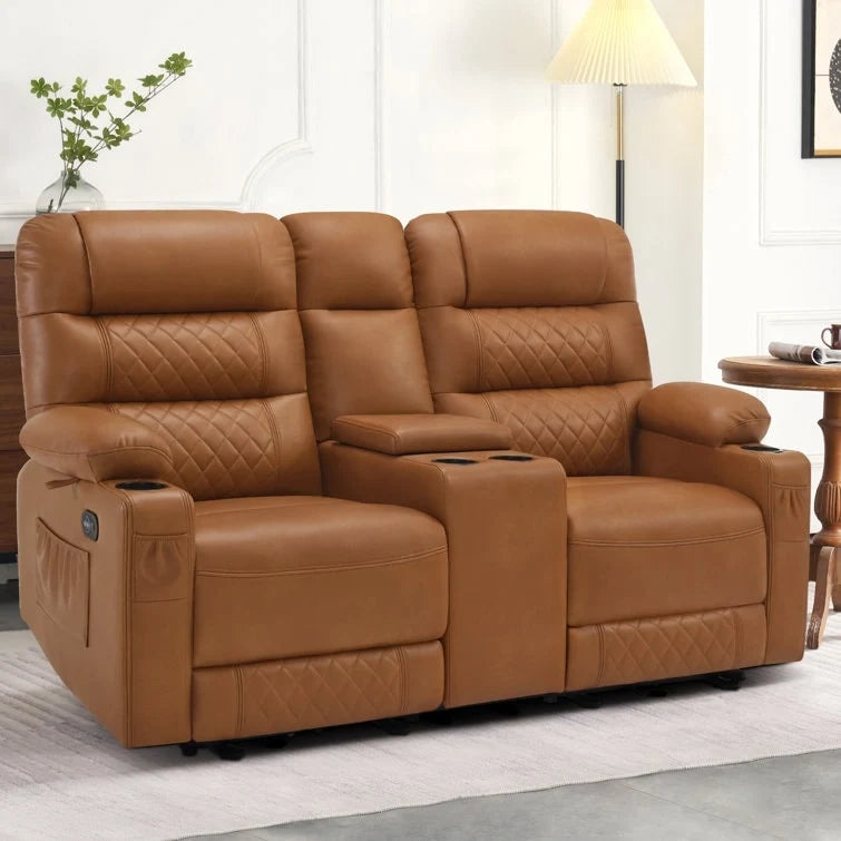 MCombo Canapé inclinable électrique avec console, canapé inclinable électrique avec chauffage et vibrations, ports USB, porte-gobelets PR624