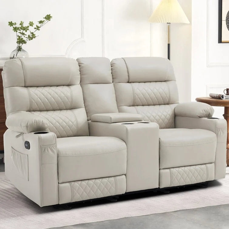 MCombo Canapé inclinable électrique avec console, canapé inclinable électrique avec chauffage et vibrations, ports USB, porte-gobelets PR624