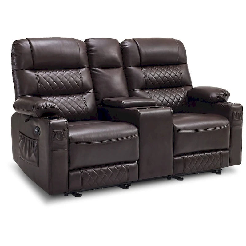 MCombo Canapé inclinable électrique avec console, canapé inclinable électrique avec chauffage et vibrations, ports USB, porte-gobelets PR624