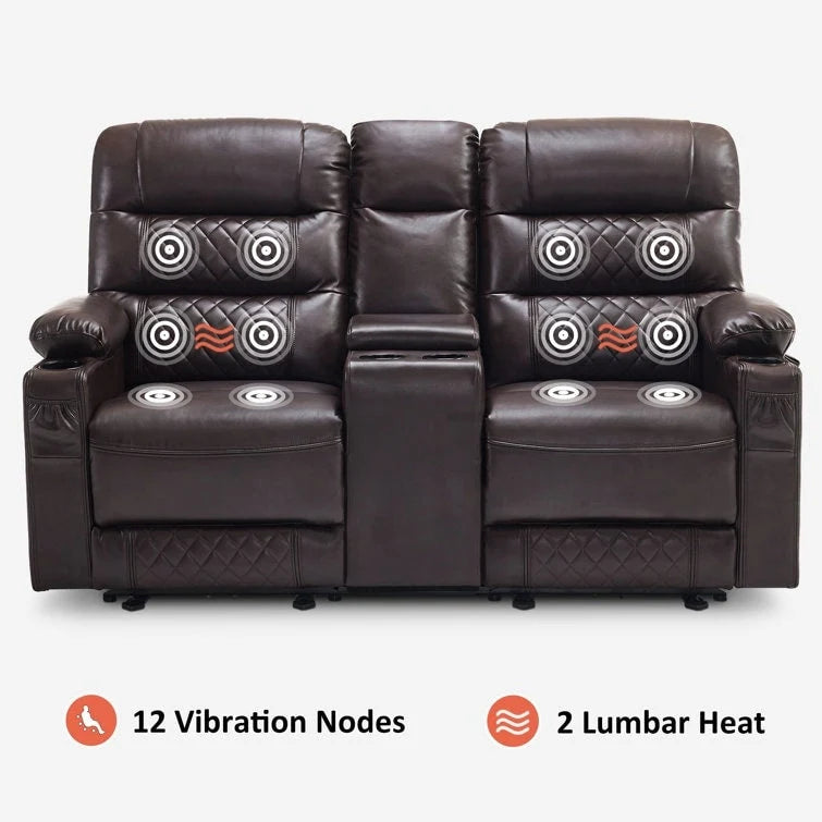 MCombo Canapé inclinable électrique avec console, canapé inclinable électrique avec chauffage et vibrations, ports USB, porte-gobelets PR624