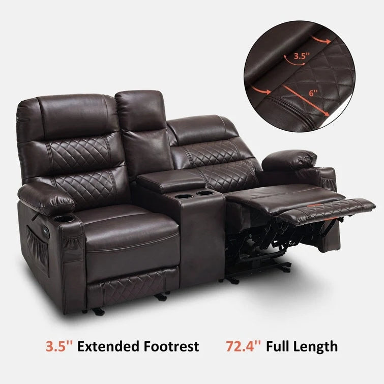MCombo Canapé inclinable électrique avec console, canapé inclinable électrique avec chauffage et vibrations, ports USB, porte-gobelets PR624