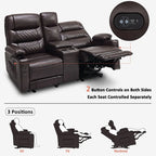 MCombo Canapé inclinable électrique avec console, canapé inclinable électrique avec chauffage et vibrations, ports USB, porte-gobelets PR624
