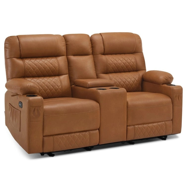 MCombo Canapé inclinable électrique avec console, canapé inclinable électrique avec chauffage et vibrations, ports USB, porte-gobelets PR624
