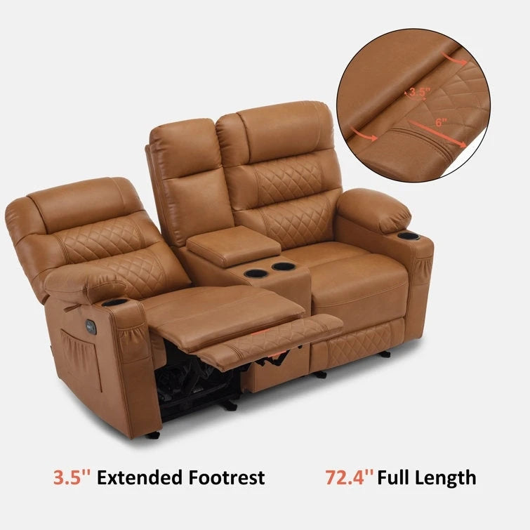MCombo Canapé inclinable électrique avec console, canapé inclinable électrique avec chauffage et vibrations, ports USB, porte-gobelets PR624