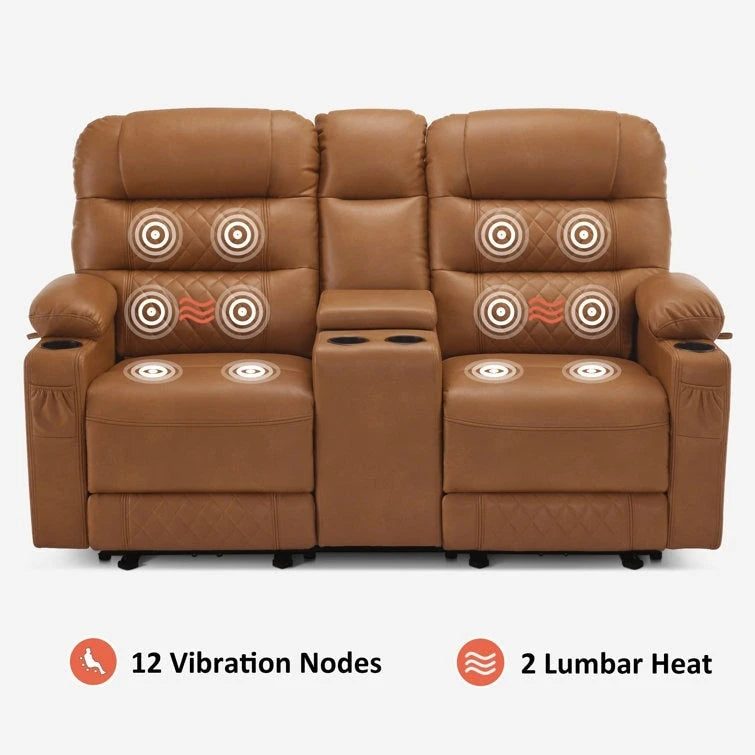 MCombo Canapé inclinable électrique avec console, canapé inclinable électrique avec chauffage et vibrations, ports USB, porte-gobelets PR624