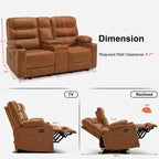 MCombo Canapé inclinable électrique avec console, canapé inclinable électrique avec chauffage et vibrations, ports USB, porte-gobelets PR624