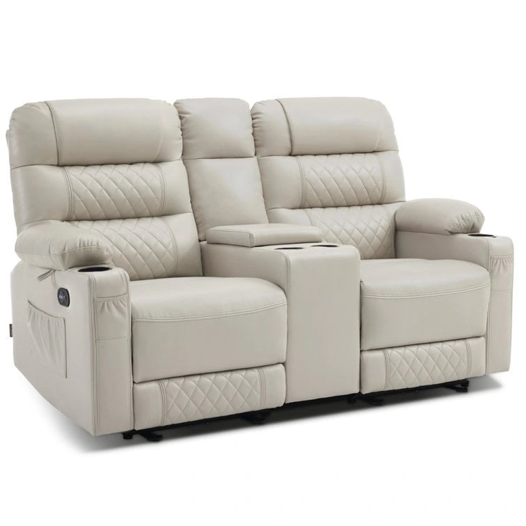 MCombo Canapé inclinable électrique avec console, canapé inclinable électrique avec chauffage et vibrations, ports USB, porte-gobelets PR624
