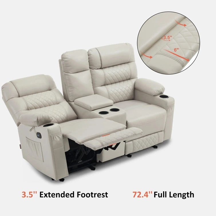 MCombo Canapé inclinable électrique avec console, canapé inclinable électrique avec chauffage et vibrations, ports USB, porte-gobelets PR624