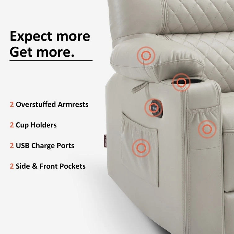 MCombo Canapé inclinable électrique avec console, canapé inclinable électrique avec chauffage et vibrations, ports USB, porte-gobelets PR624