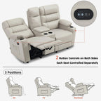 MCombo Canapé inclinable électrique avec console, canapé inclinable électrique avec chauffage et vibrations, ports USB, porte-gobelets PR624