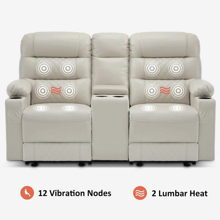 MCombo Canapé inclinable électrique avec console, canapé inclinable électrique avec chauffage et vibrations, ports USB, porte-gobelets PR624