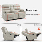 MCombo Canapé inclinable électrique avec console, canapé inclinable électrique avec chauffage et vibrations, ports USB, porte-gobelets PR624