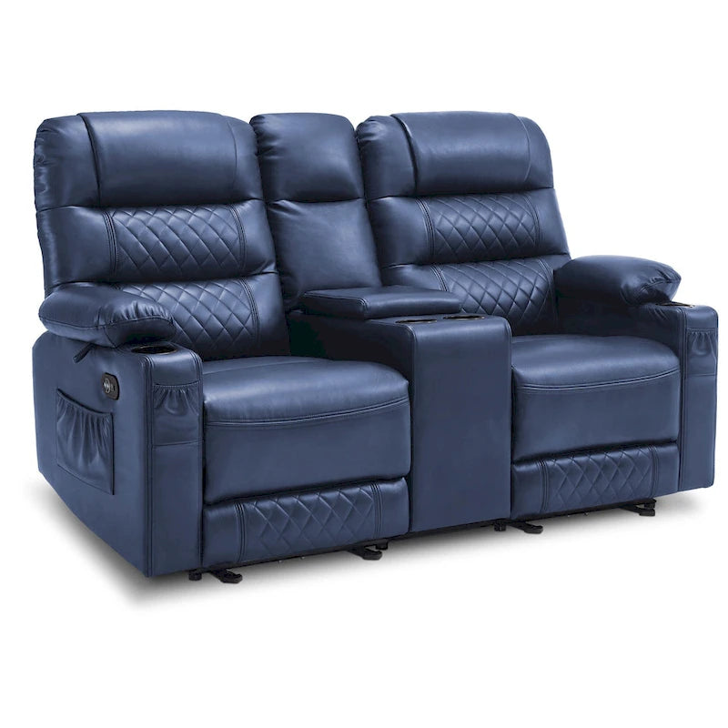 MCombo Canapé inclinable électrique avec console, canapé inclinable électrique avec chauffage et vibrations, ports USB, porte-gobelets PR624