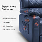 MCombo Canapé inclinable électrique avec console, canapé inclinable électrique avec chauffage et vibrations, ports USB, porte-gobelets PR624