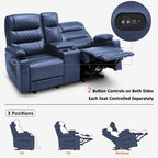 MCombo Canapé inclinable électrique avec console, canapé inclinable électrique avec chauffage et vibrations, ports USB, porte-gobelets PR624