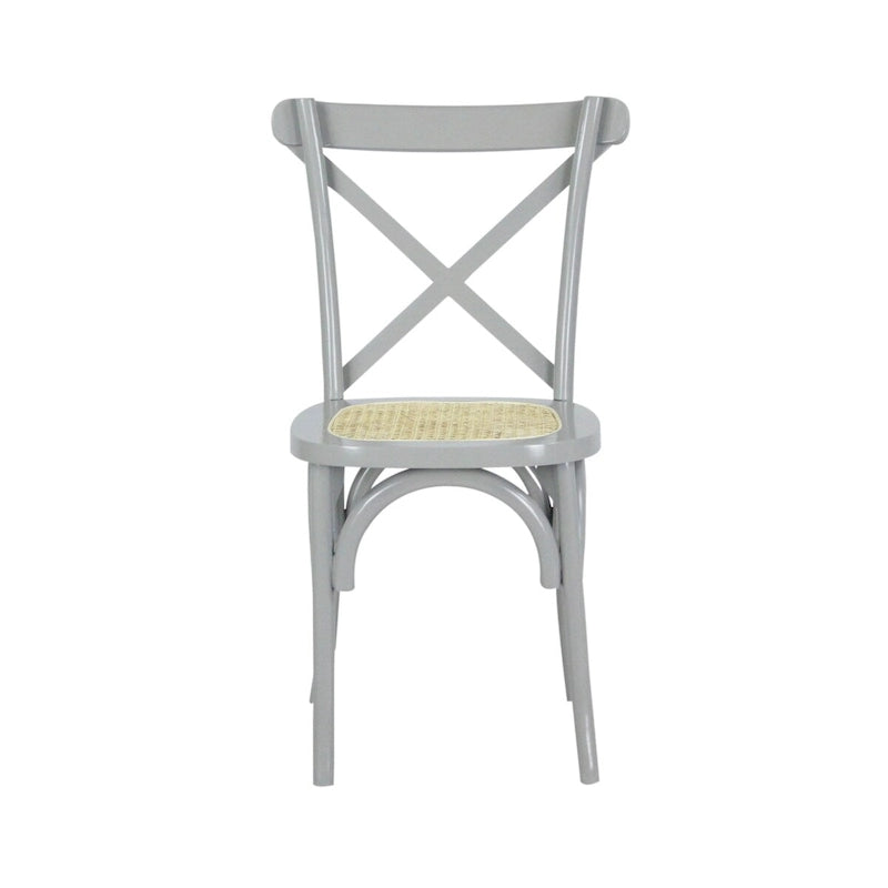 Chaise de salle à manger classique Colmar en bois et rotin avec dossier en X, naturel (Lot de 2) par JONATHAN Y