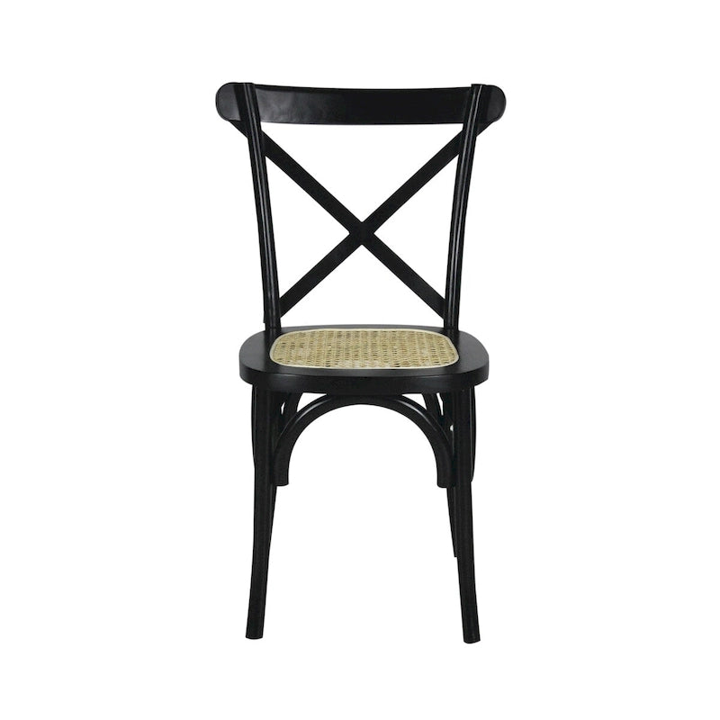 Chaise de salle à manger classique Colmar en bois et rotin avec dossier en X, naturel (Lot de 2) par JONATHAN Y