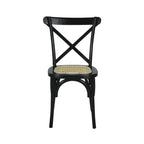 Chaise de salle à manger classique Colmar en bois et rotin avec dossier en X, naturel (Lot de 2) par JONATHAN Y