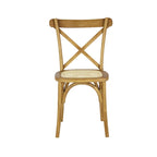 Chaise de salle à manger classique Colmar en bois et rotin avec dossier en X, naturel (Lot de 2) par JONATHAN Y