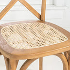 Chaise de salle à manger classique Colmar en bois et rotin avec dossier en X, naturel (Lot de 2) par JONATHAN Y