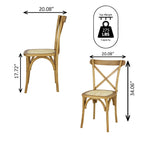 Chaise de salle à manger classique Colmar en bois et rotin avec dossier en X, naturel (Lot de 2) par JONATHAN Y