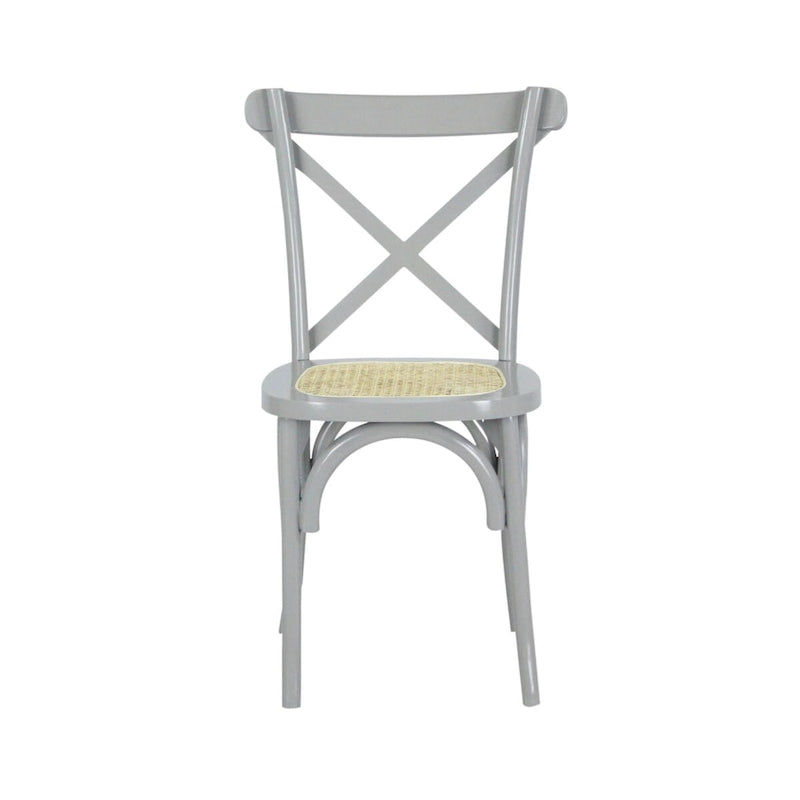 Chaise de salle à manger classique Colmar en bois et rotin avec dossier en X, naturel (Lot de 2) par JONATHAN Y