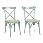 Chaise de salle à manger classique Colmar en bois et rotin avec dossier en X, naturel (Lot de 2) par JONATHAN Y