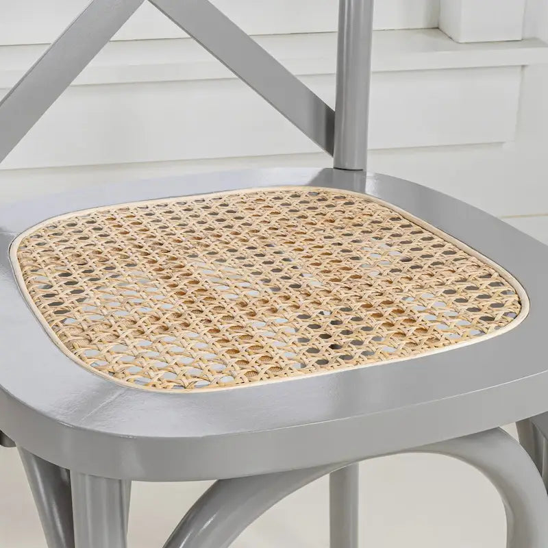 Chaise de salle à manger classique Colmar en bois et rotin avec dossier en X, naturel (Lot de 2) par JONATHAN Y
