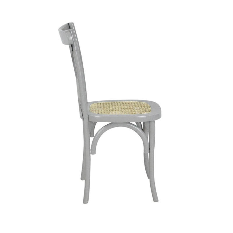 Chaise de salle à manger classique Colmar en bois et rotin avec dossier en X, naturel (Lot de 2) par JONATHAN Y