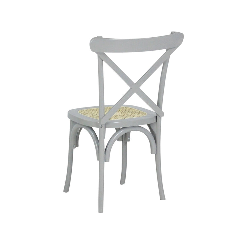 Chaise de salle à manger classique Colmar en bois et rotin avec dossier en X, naturel (Lot de 2) par JONATHAN Y