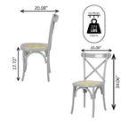 Chaise de salle à manger classique Colmar en bois et rotin avec dossier en X, naturel (Lot de 2) par JONATHAN Y