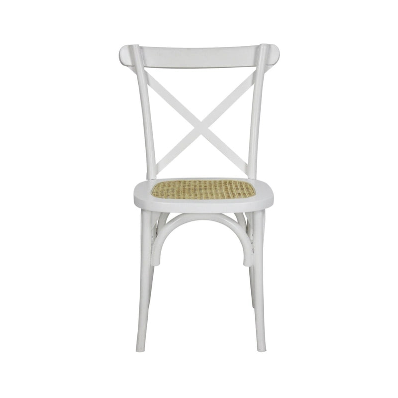 Chaise de salle à manger classique Colmar en bois et rotin avec dossier en X, naturel (Lot de 2) par JONATHAN Y