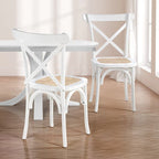 Chaise de salle à manger classique Colmar en bois et rotin avec dossier en X, naturel (Lot de 2) par JONATHAN Y