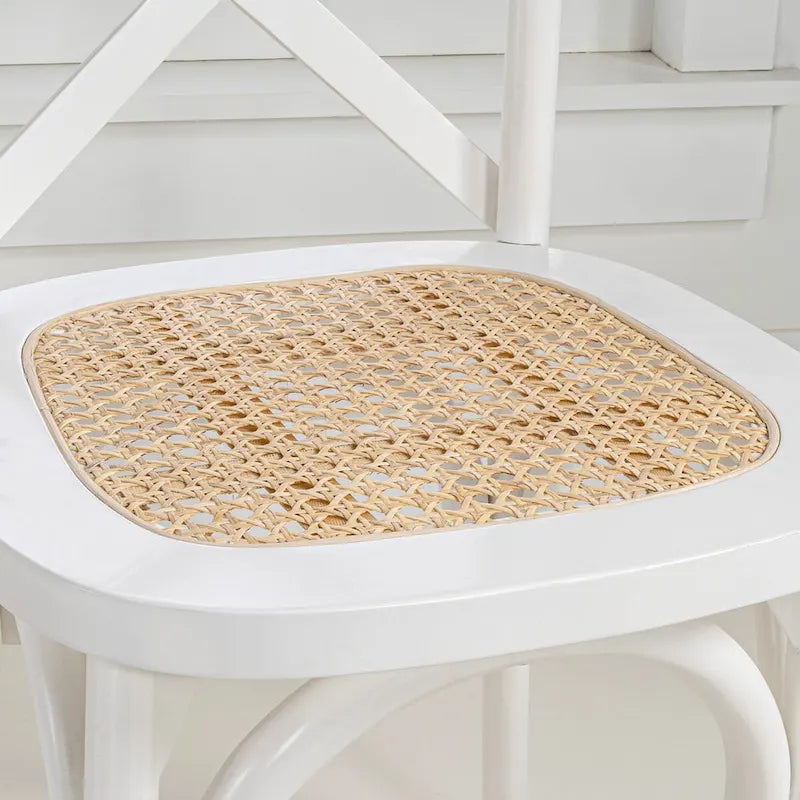 Chaise de salle à manger classique Colmar en bois et rotin avec dossier en X, naturel (Lot de 2) par JONATHAN Y