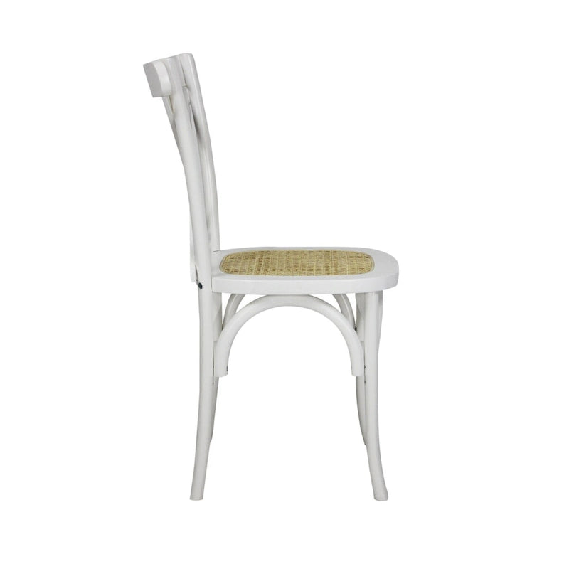 Chaise de salle à manger classique Colmar en bois et rotin avec dossier en X, naturel (Lot de 2) par JONATHAN Y